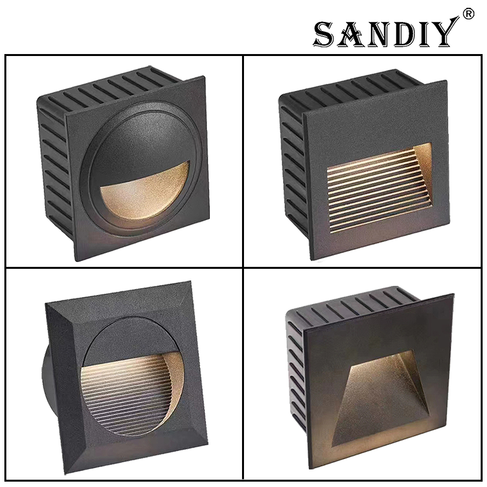 Outdoor Lighting Recessed - SANDIY 埋め込み式屋外壁取り付け照明器具 低電圧 スクエアバルコニーライト 屋外防水 街路