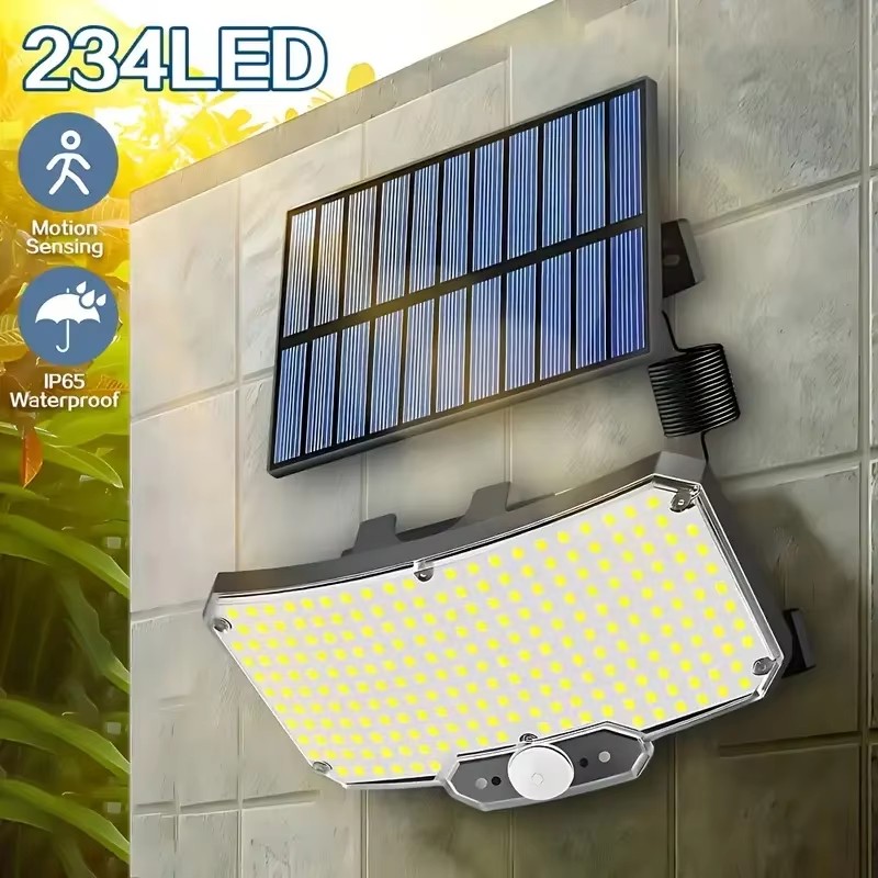 Outdoor Lighting With Sensor - 234LED ソーラー屋外ライト モーションセンサー 超高輝度 リモートウォールフラッドランプ セキュリティ防水
