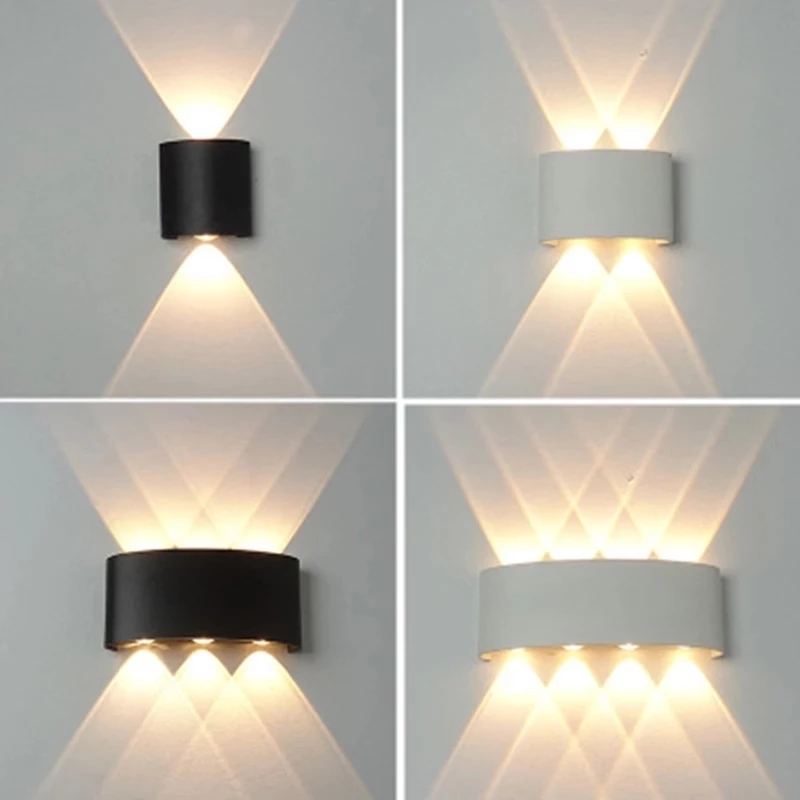 Outdoor Lighting On Stairs - Led ウォールランプアルミ屋外屋内 Ip65 アップダウン白黒現代家庭用階段寝室ベッドサイドバスルームライト