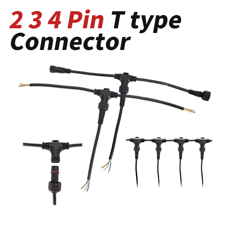 Outdoor Lighting Wire Connectors - T タイプ 3 ウェイコネクタ 2/3/4Pin ケーブル照明ストリング