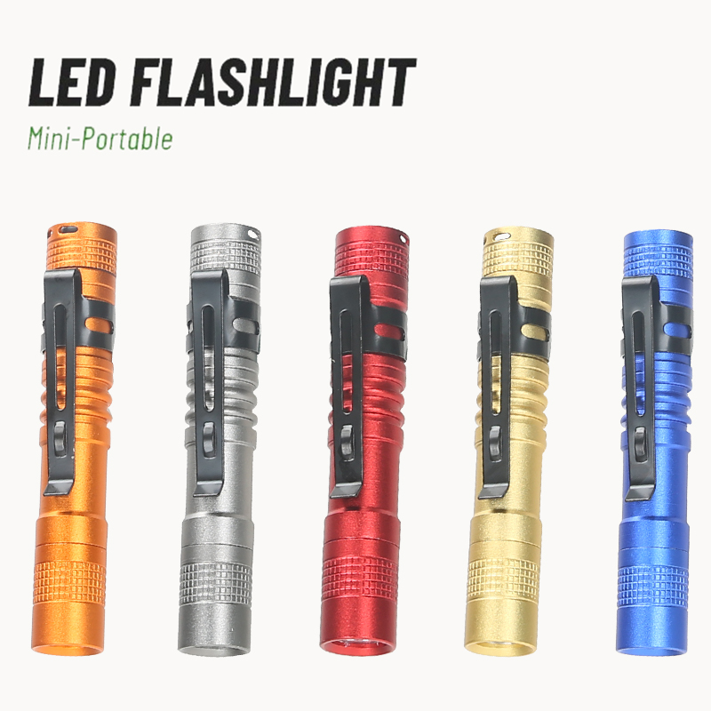 Outdoor Lighting Landscape - ペンクリップ付きポータブルミニLEDペン懐中電灯、ハンドヘルドウルトラポケットトーチ、屋外キャンプ緊急ランプ用AAA電池使用