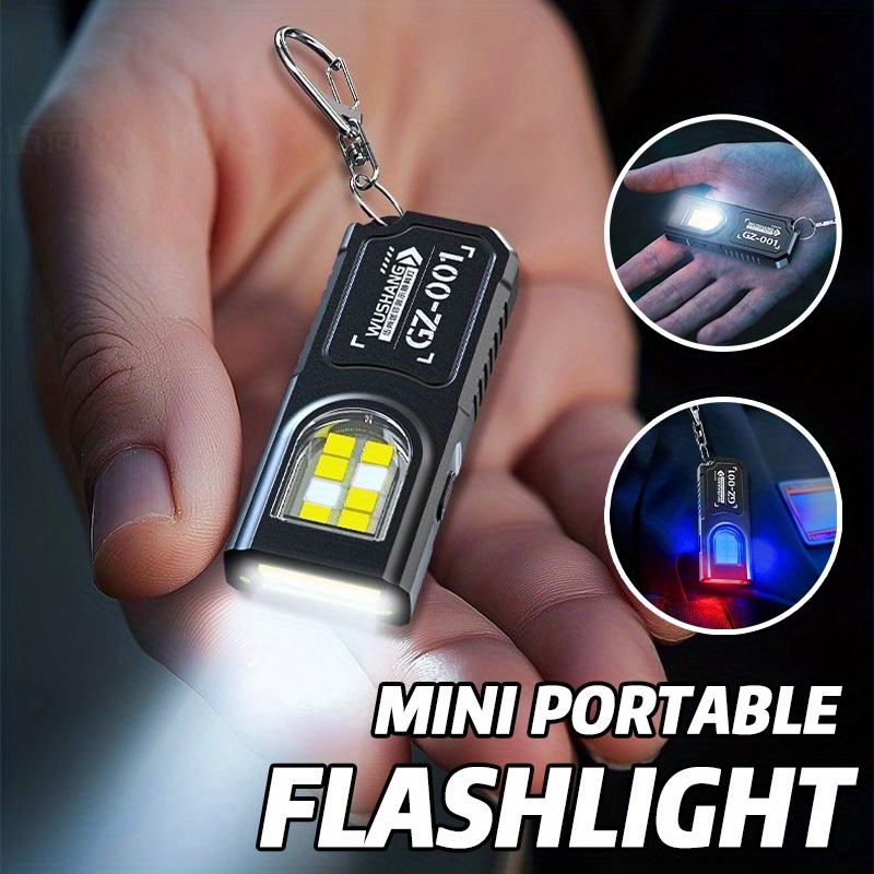 Hanging Outdoor Lighting - 強力なミニCOB LEDキーホルダー懐中電灯、USB C充電式、吊り下げ式作業灯、防水キーリング、キャンプ、ウォーキング、ポケットランプ