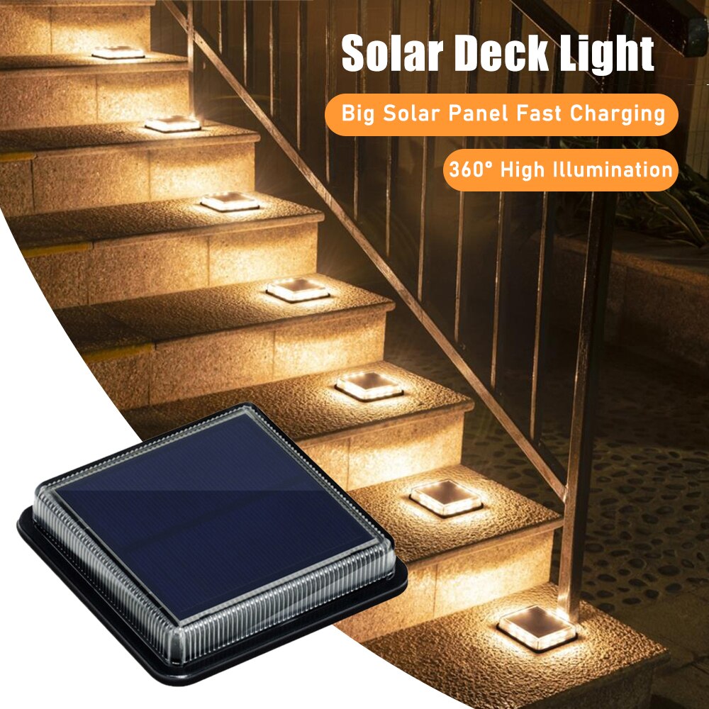Outdoor Lighting On Stairs - 12 ledソーラーデッキライト最大ソーラーパネル屋外ソロパワーステップライト階段ランプ防水自動オン/オフ庭装飾