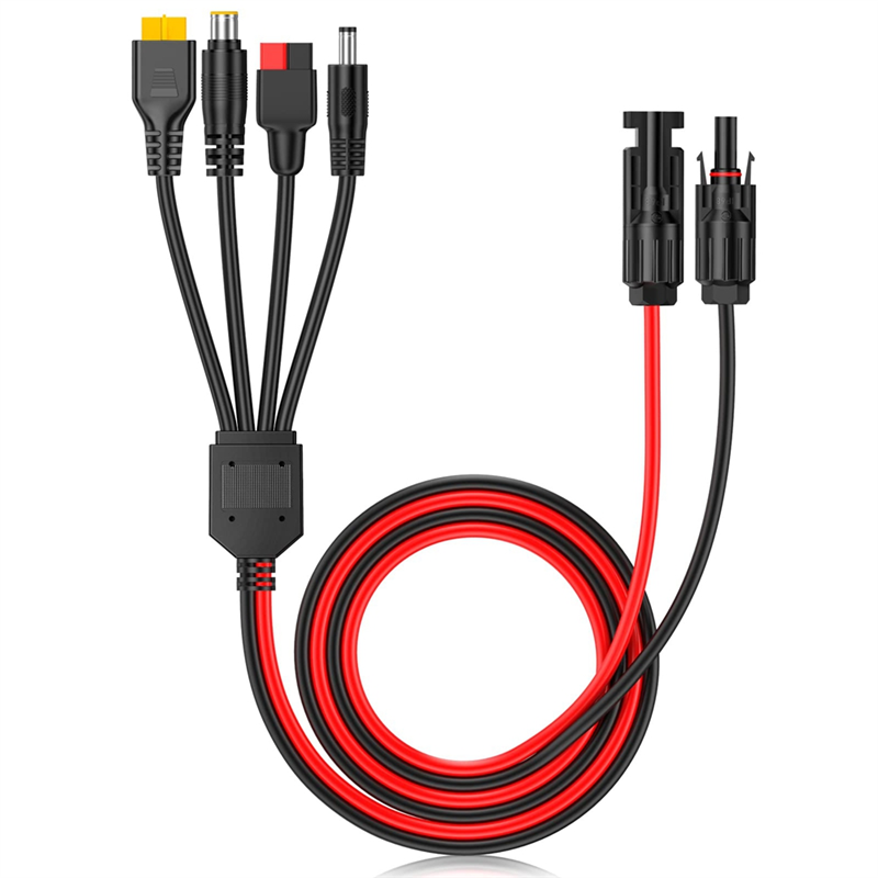 Outdoor Lighting Extension Cable - A01F-4-In-1 ソーラーパネルコネクタ延長ケーブルスプリッター アンダーソンコネクタ用 DCアダプター電源プラグ XT60メスコネクタ