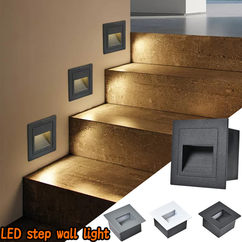 Outdoor Lighting On Stairs - LED階段ライト壁ランプ3W IP65 LEDステップライト埋め込み式埋め込みランプ屋内/屋外防水階段ステップライトAC85〜265V