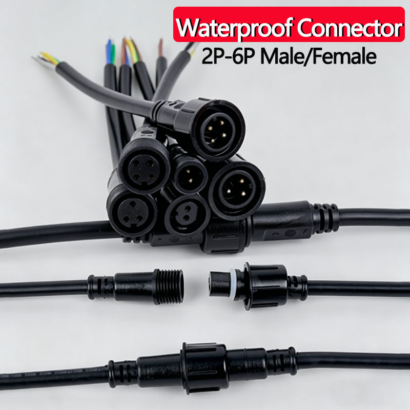 Outdoor Lighting Wire Connectors - 防水ワイヤーコネクタセット 2/3/4/5/6ピン プラグソケット 0.5-1.5mm² ケーブル付き LEDライトおよび屋外用定格電気接続部