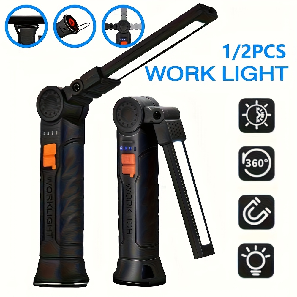 Hanging Outdoor Lighting - ポータブル COB LED 懐中電灯充電式ワークライト、磁気ランテルナハンギングランプ付き、内蔵バッテリー付きキャンプトーチ