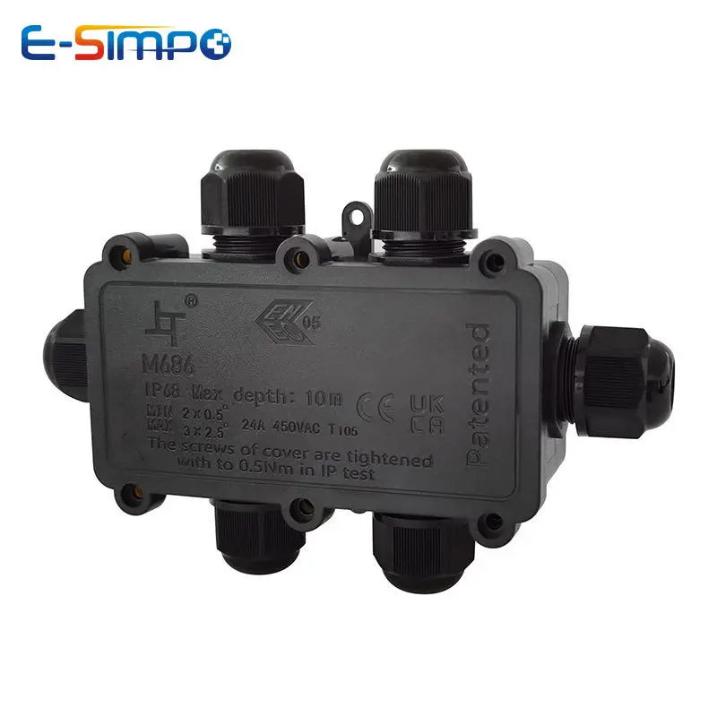 Outdoor Lighting Wire Connectors - 6Way 1IN5Out IP68水中電源コードジャンクションボックス4-11ミリメートルledプールランプ外部屋外ライトワイヤーケーブル防水コネクタ