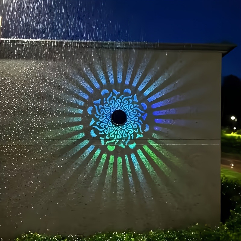 Outdoor Lighting And Landscape - ソーラーLEDウォールライトマンダラプロジェクションランタン防水屋外中庭装飾ランプソーラーハンギングランタンガーデン用