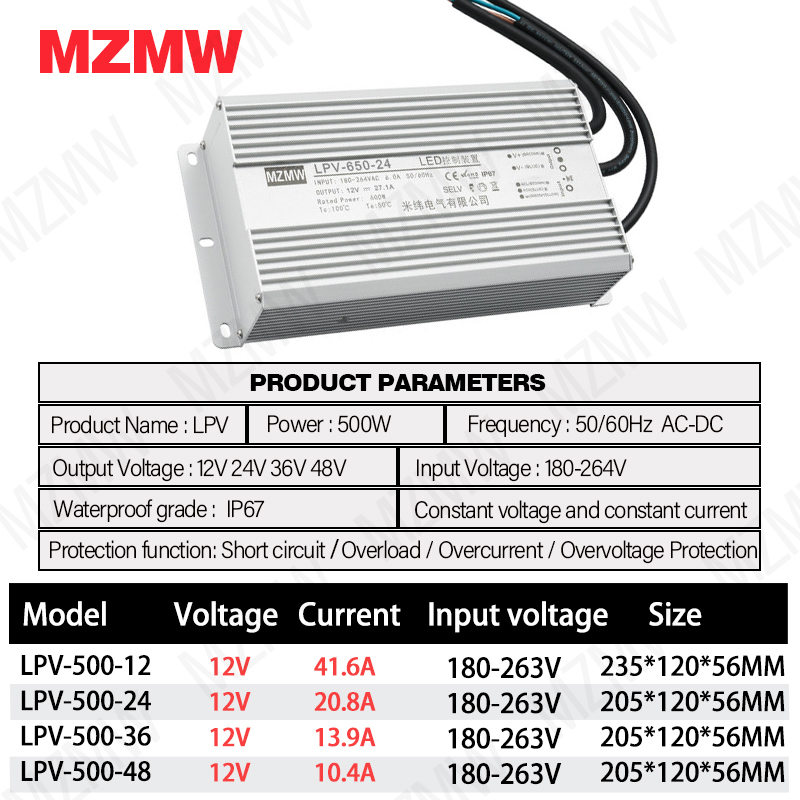MZMW IP67 防水スイッチング電源 500 ワット 2 - Outdoor Lighting Transformer Box のレビューと価格