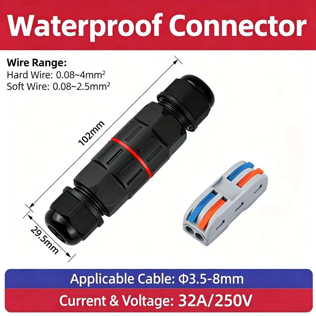 1Pc 2 ピン 3 ピンワイヤーコネクタ IP68 防水電 - Outdoor Lighting Wire Connectors のレビューと価格