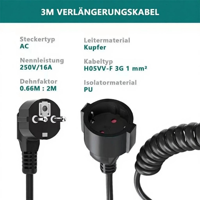 電源延長コード スプリングケーブル オス-メス延長 電源コー - Outdoor Lighting Extension Cable のレビューと価格