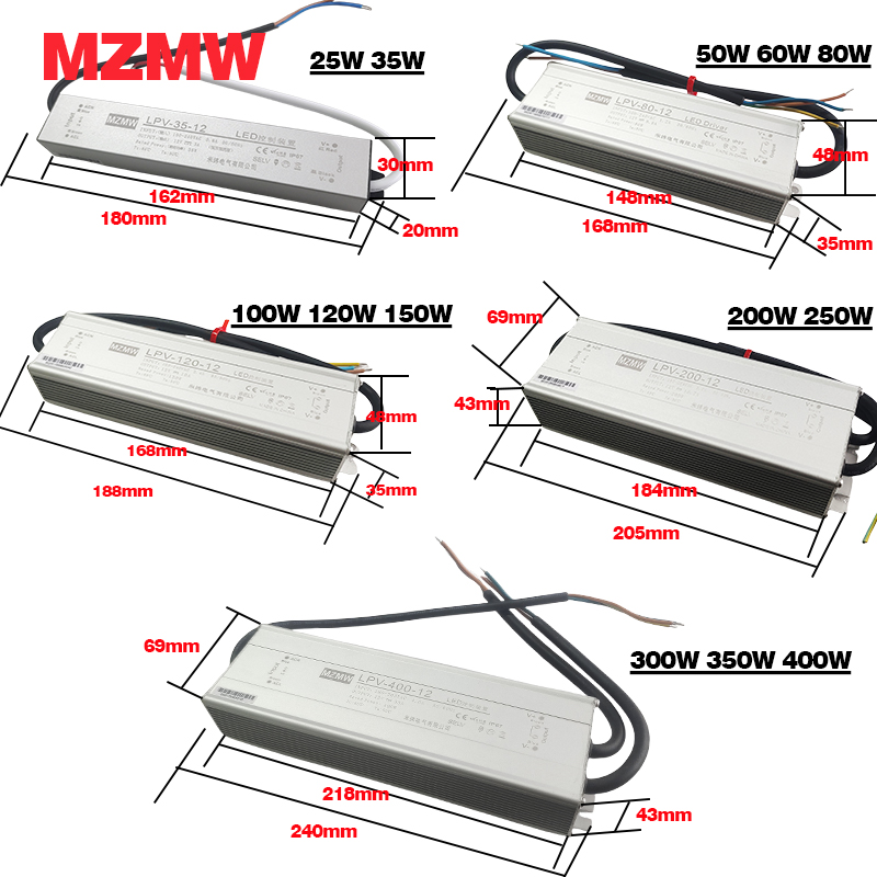 MZMW IP67 防水スイッチング電源 25 ワット-40 - Outdoor Lighting Transformer Box のレビューと価格