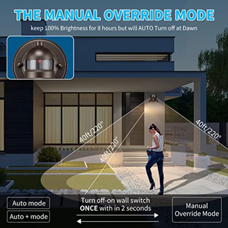 2個パック モーションセンサー付き屋外LEDウォールスコンス - Outdoor Lighting With Sensor のレビューと価格