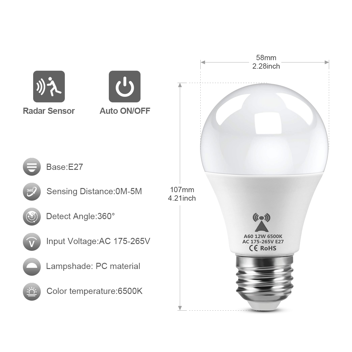 LEDレーダーモーションセンサー電球、パティオ、ガレージ、玄 - Outdoor Lighting On Stairs のレビューと価格