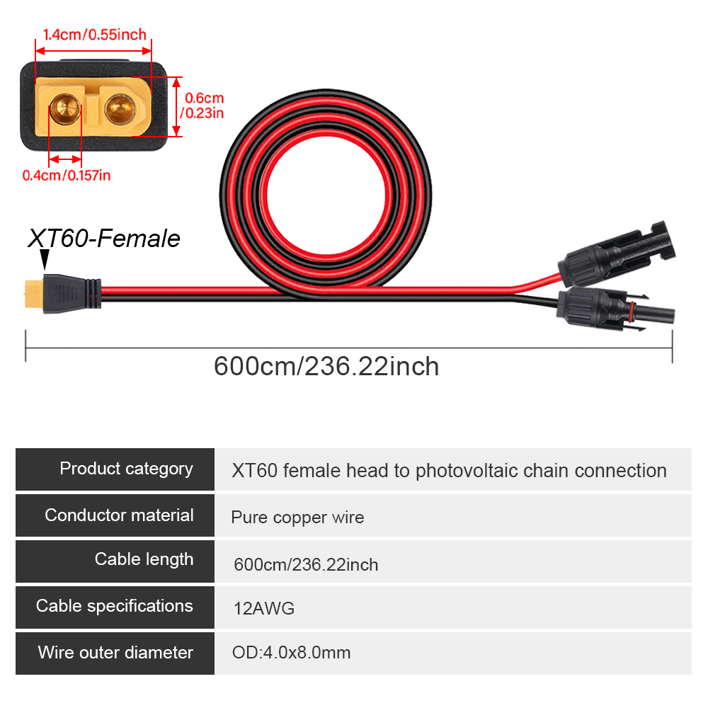 ソーラー充電ケーブルXT60-Fアダプター-ソーラーメスコネ - Outdoor Lighting Extension Cable のレビューと価格
