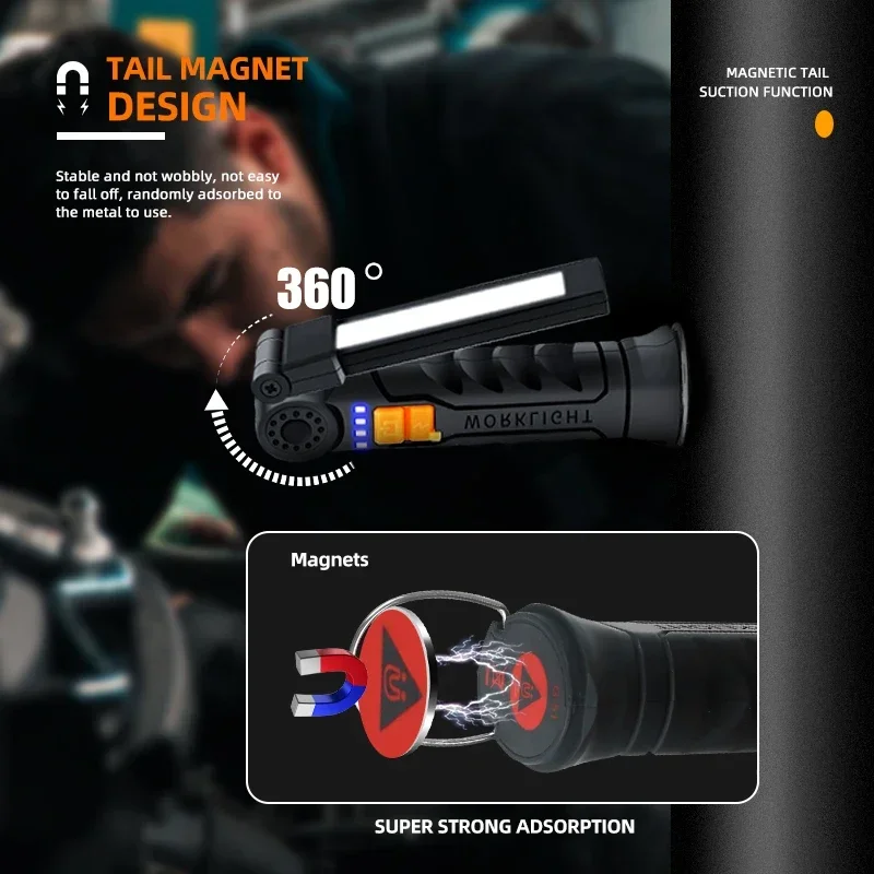 充電式 LED 懐中電灯 マグネットとフック付き、作業現場の - Outdoor Lighting Usa のレビューと価格
