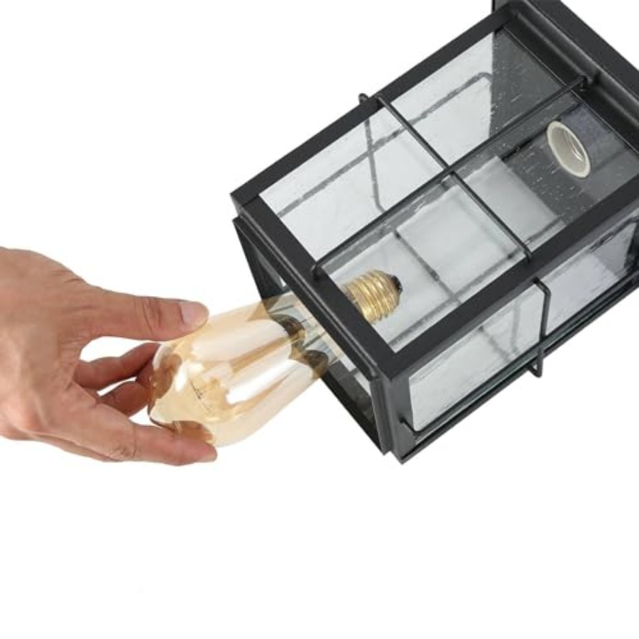屋外用ペンダントライト器具、ファームハウスブラック防錆天井屋 - Hanging Outdoor Lighting のレビューと価格