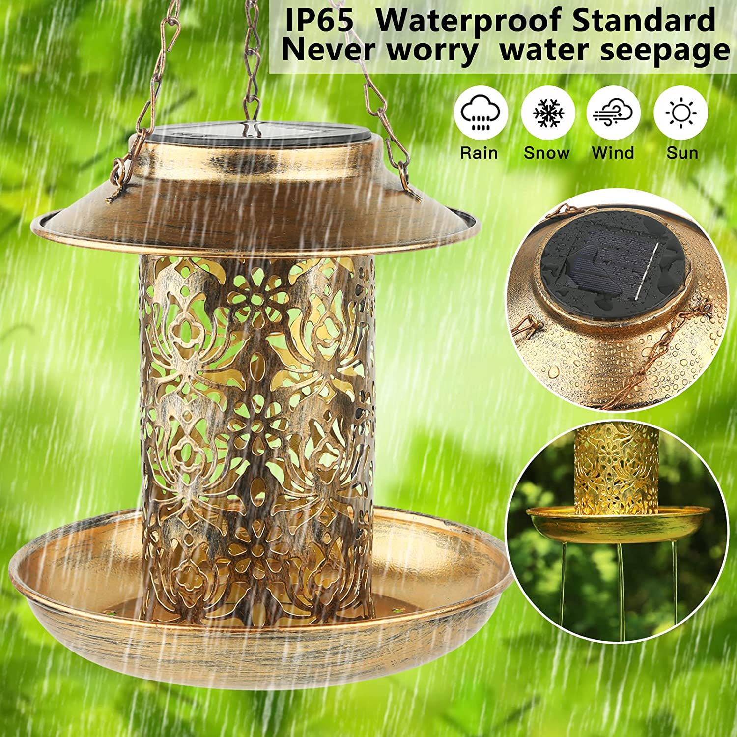 ソーラーバードフィーダー メタル屋外吊り下げバードハウス ラ - Outdoor Lighting Backyard Ideas のレビューと価格