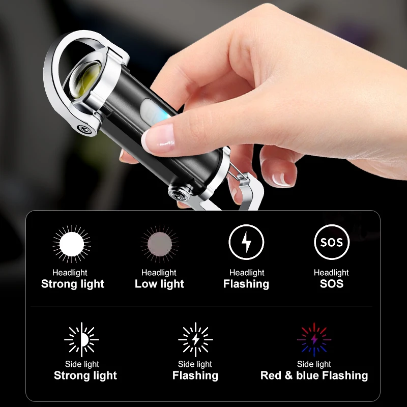 強力な EDC LED 懐中電灯キーホルダー充電式吊り下げポ - Hanging Outdoor Lighting のレビューと価格