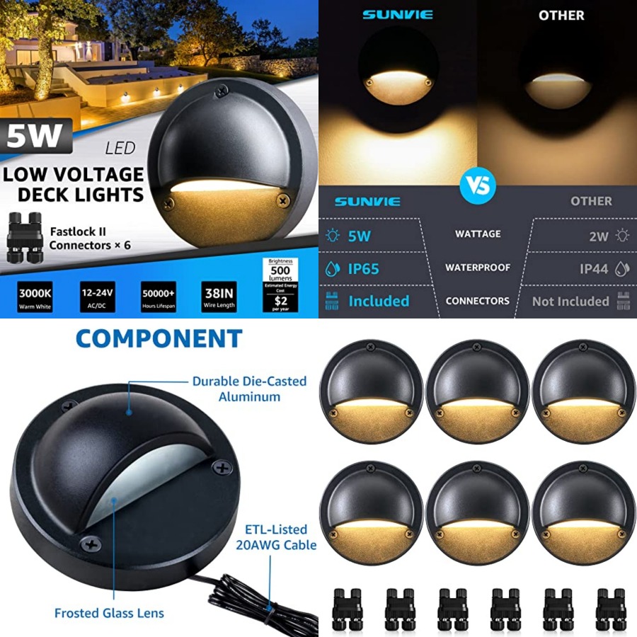 5W LED低電圧デッキライト、12-24Vステップライト屋 - Outdoor Lighting Wire Connectors のレビューと価格