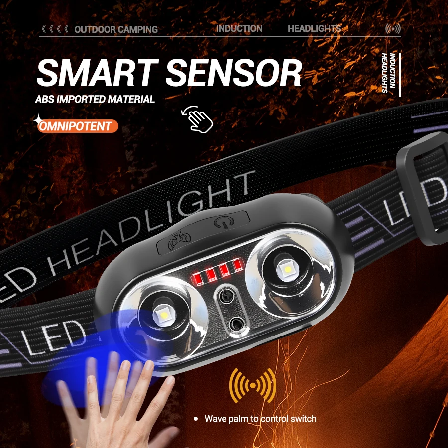 強力な光ヘッドランプミニLED夜釣り強力な懐中電灯ヘッドラン - Outdoor Lighting With Sensor のレビューと価格