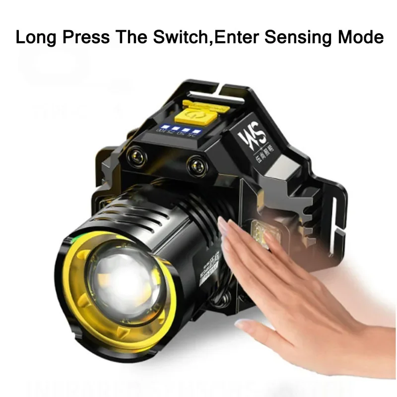 充電式強力LEDヘッドランプ、伸縮式ズームセンサーヘッドライ - Outdoor Lighting With Sensor のレビューと価格