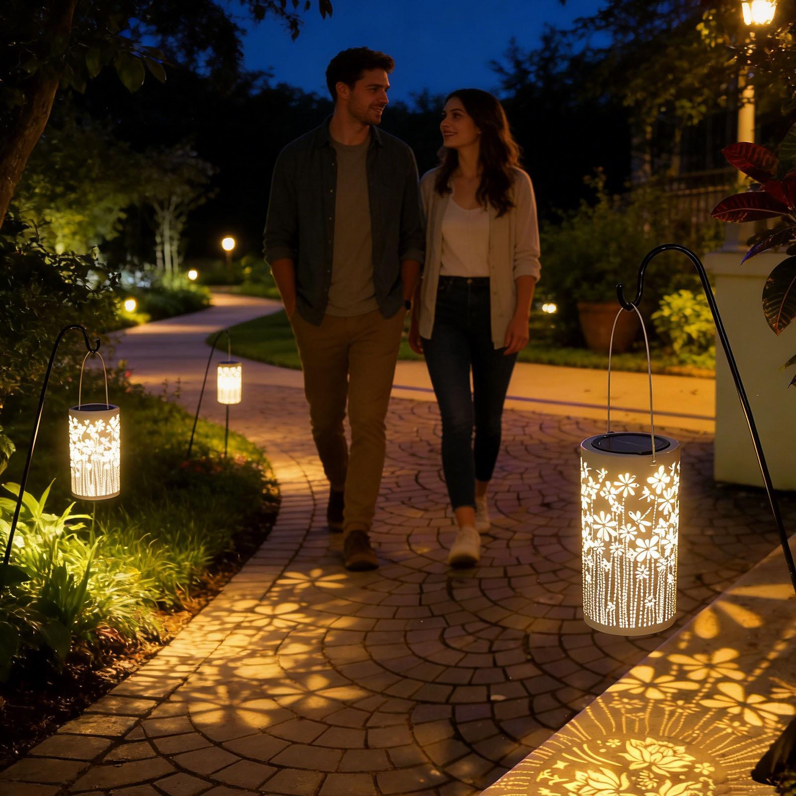 ソーラーランタン装飾的なカラフルな金属製フラワーライトソーラ - Outdoor Lighting And Landscape のレビューと価格
