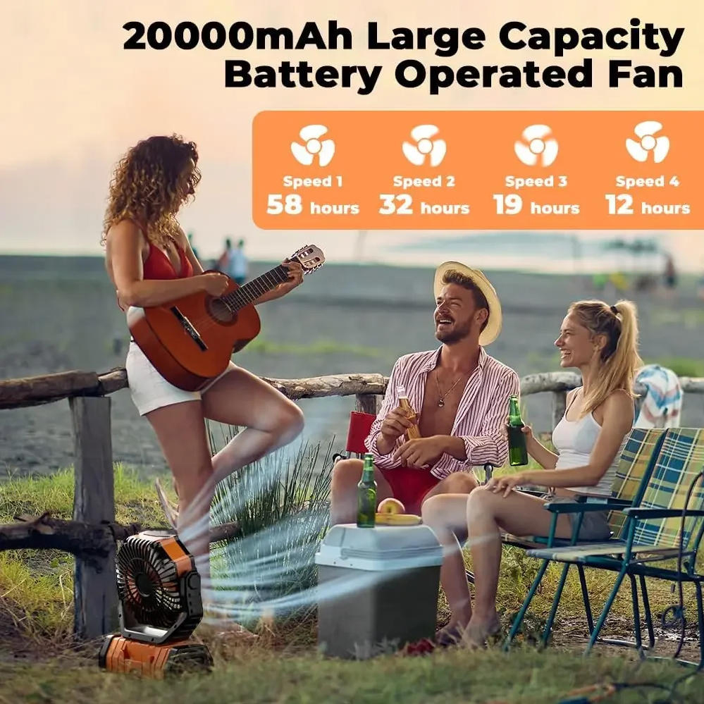 20000mAh充電式キャンプファン、ポータブルバッテリー駆 - Outdoor Lighting Usa のレビューと価格