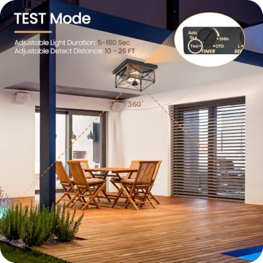 モーションセンサー付き屋外シーリングライト、屋外用フラッシュ - Outdoor Lighting With Sensor のレビューと価格