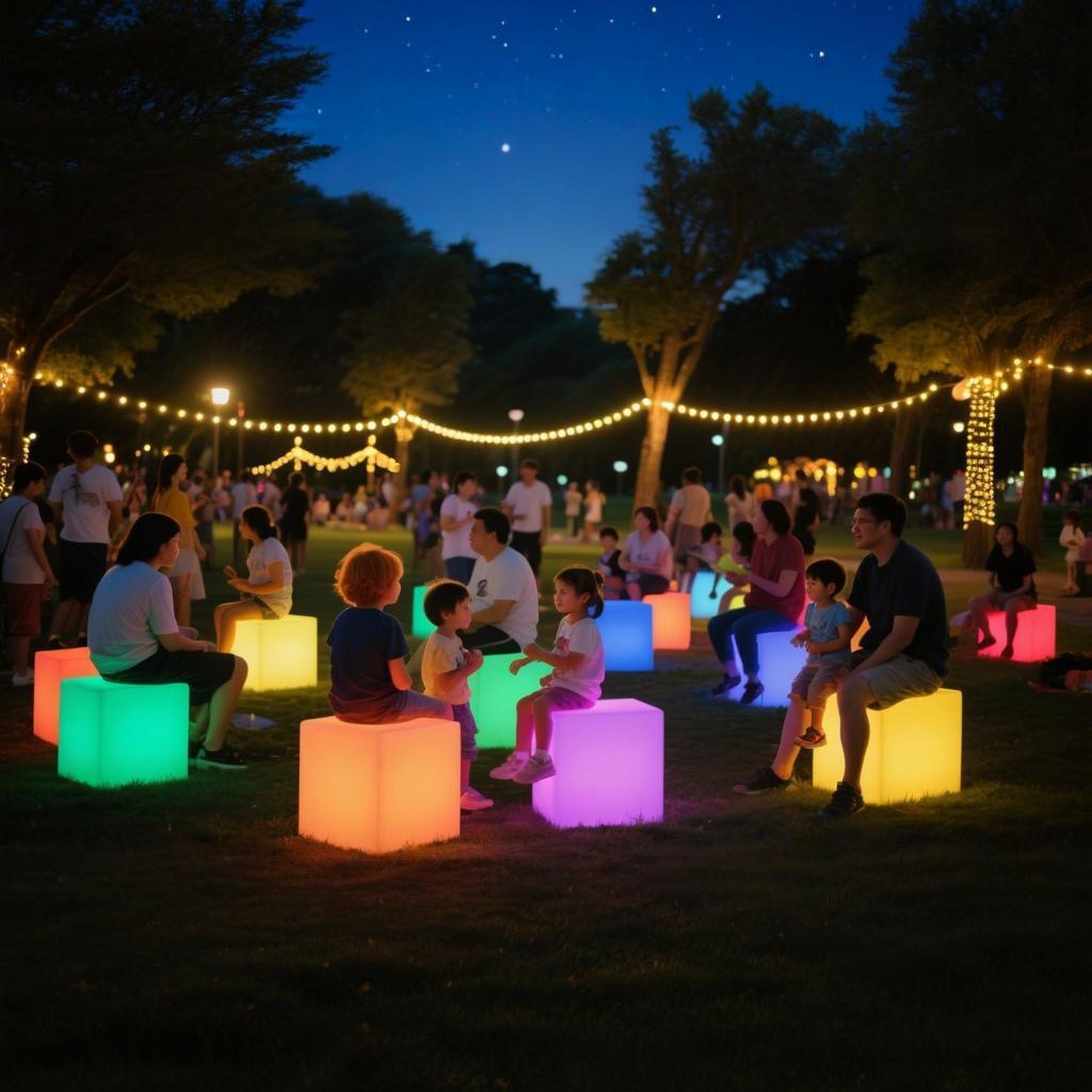 発光キューブ屋外公園芝生ライト景観ライトスクエアスツールバー - Outdoor Lighting And Landscape のレビューと価格