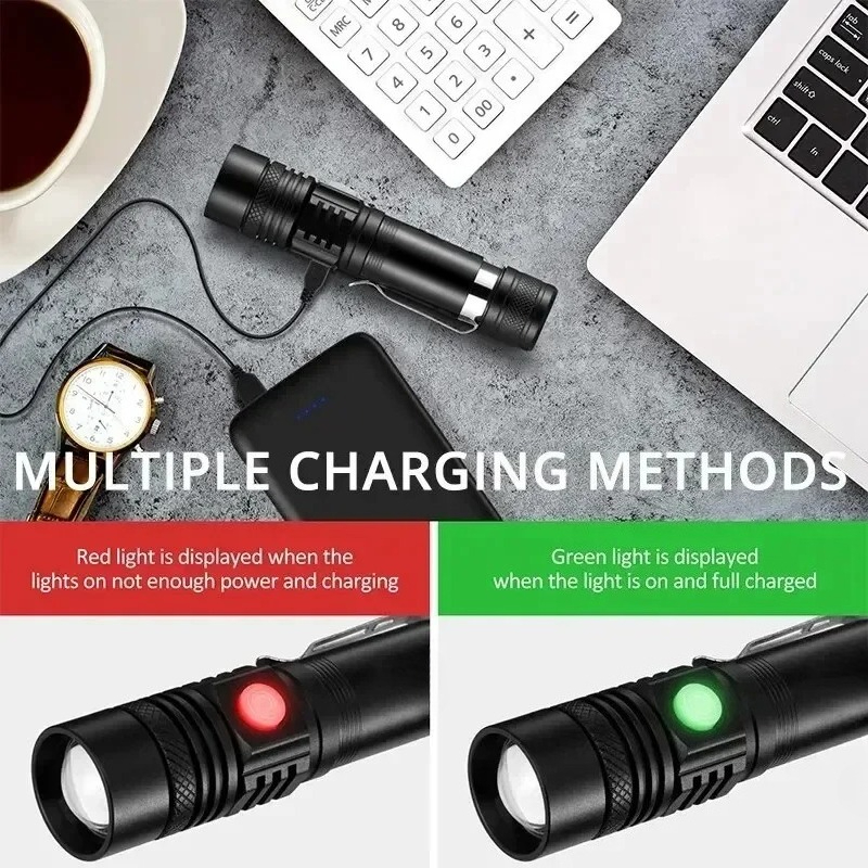 T6 LED 充電式懐中電灯、18650 ズーム可能なトーチ - Outdoor Lighting Usa のレビューと価格
