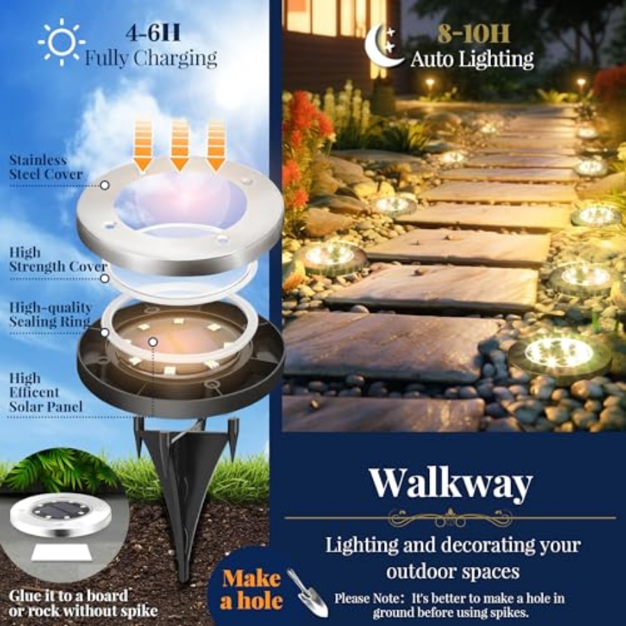 ソーラーグラウンドライト ソーラーライト 屋外防水 8 LE - Outdoor Lighting And Landscape のレビューと価格