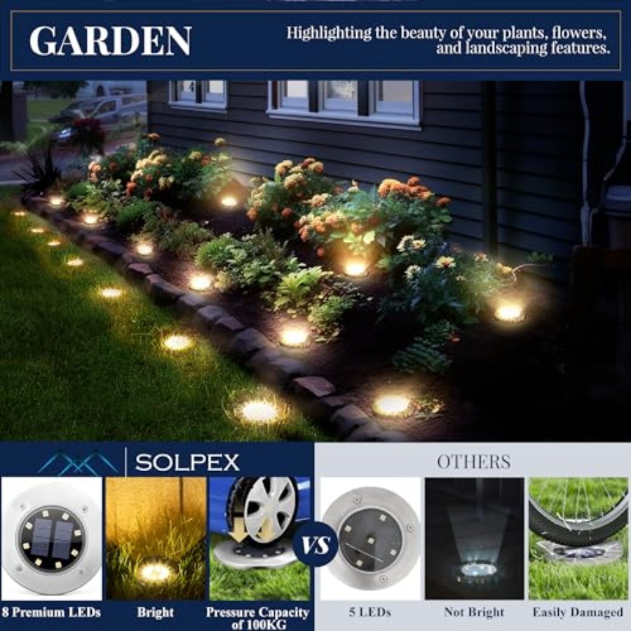 ソーラーグラウンドライト ソーラーライト 屋外防水 8 LE - Outdoor Lighting And Landscape のレビューと価格