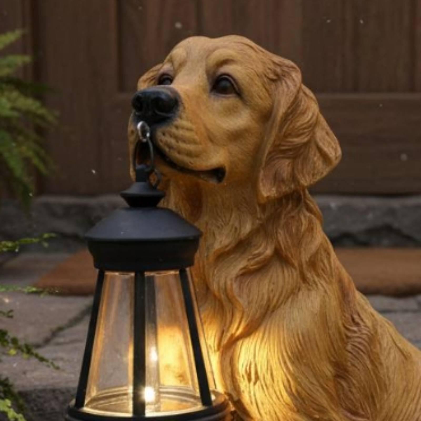 屋外装飾用ライト付き樹脂製犬の庭園彫刻、吊り下げランタン付き - Hanging Outdoor Lighting のレビューと価格
