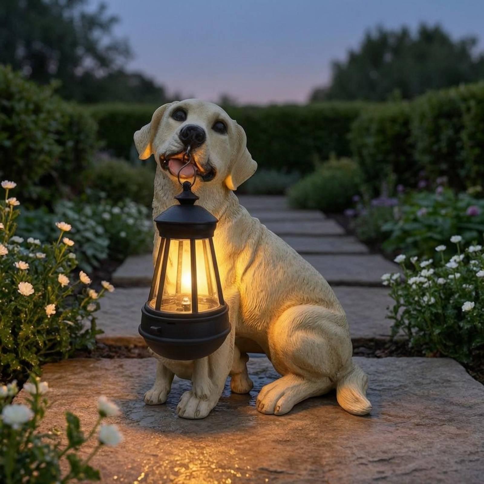 屋外装飾用ライト付き樹脂製犬の庭園彫刻、吊り下げランタン付き - Hanging Outdoor Lighting のレビューと価格