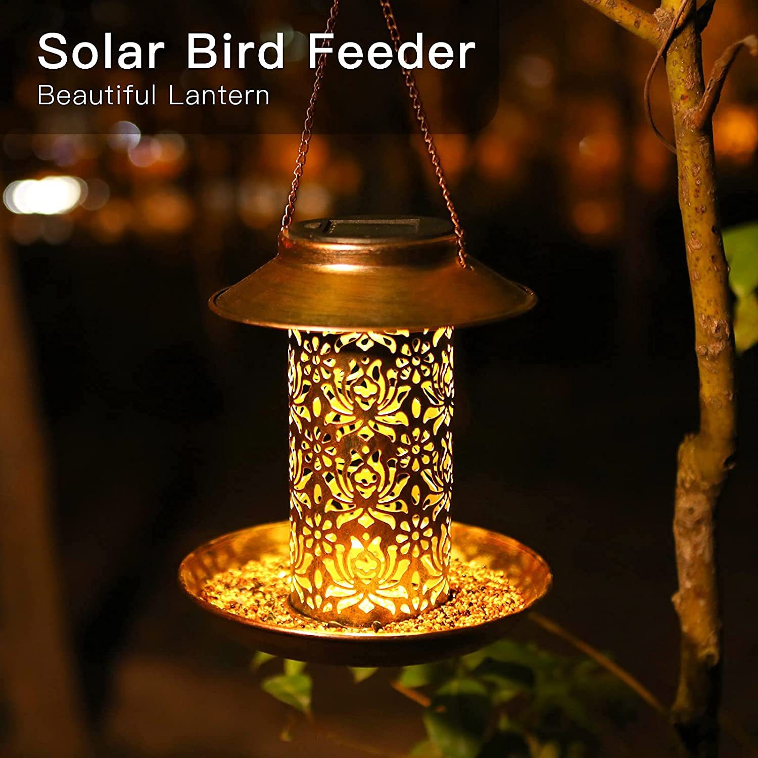 吊り下げバードハウスメタル屋外ソーラーバードフィーダーライト - Outdoor Lighting Backyard Ideas のレビューと価格