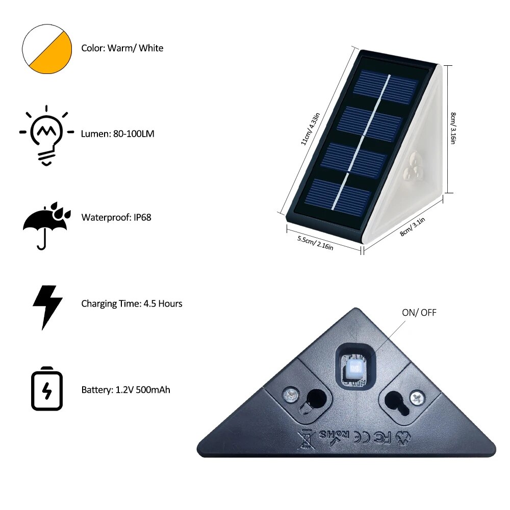 IP67防水ソーラーステップライト自動点灯ウォームホワイトR - Outdoor Lighting On Stairs のレビューと価格