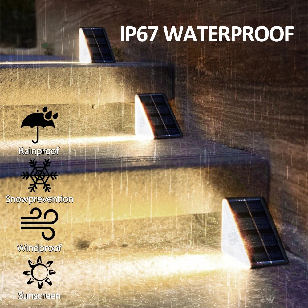 IP67防水ソーラーステップライト自動点灯ウォームホワイトR - Outdoor Lighting On Stairs のレビューと価格