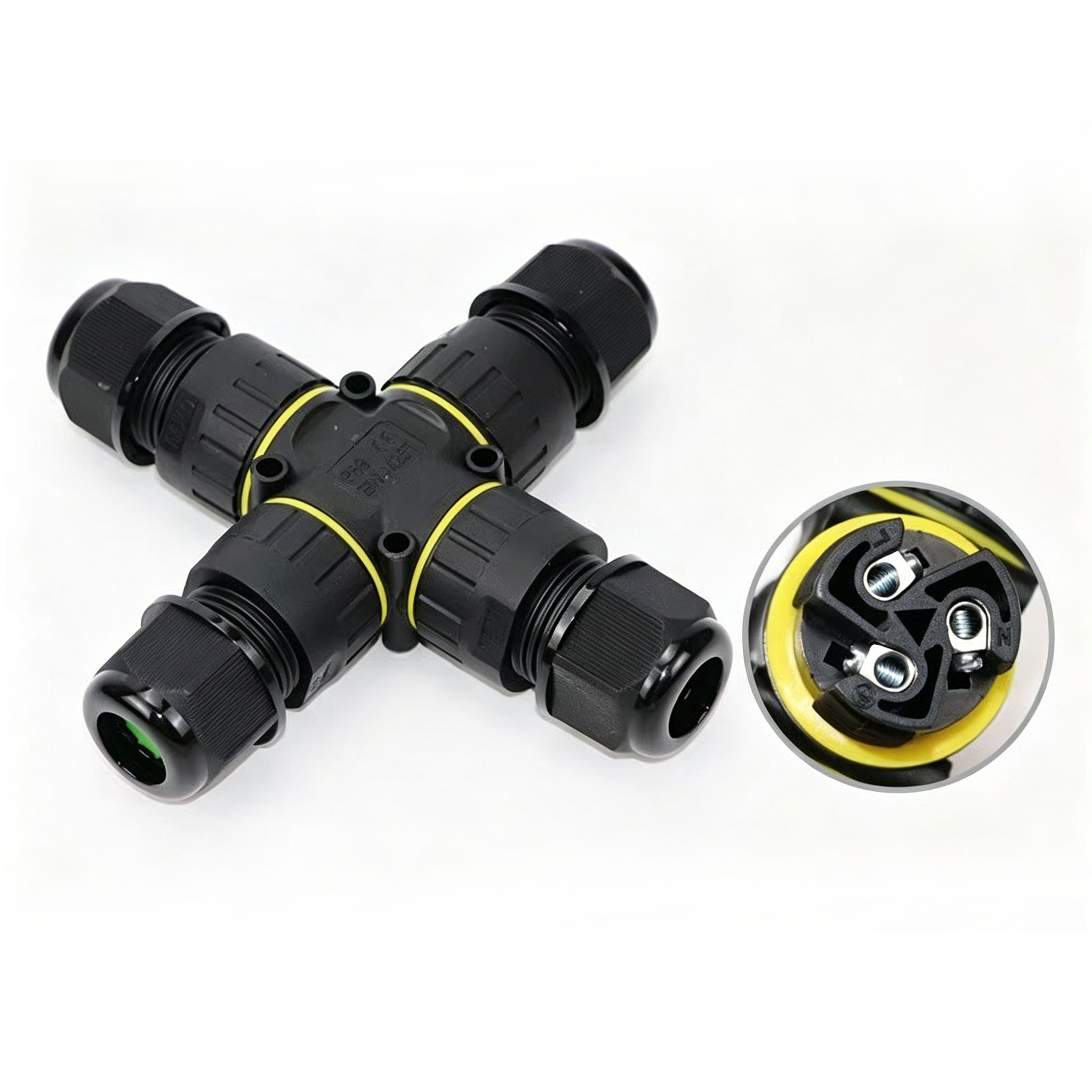 IP68 4方向クロス防水コネクタ、2/3ピンネジ端子アダプ - Outdoor Lighting Wire Connectors のレビューと価格