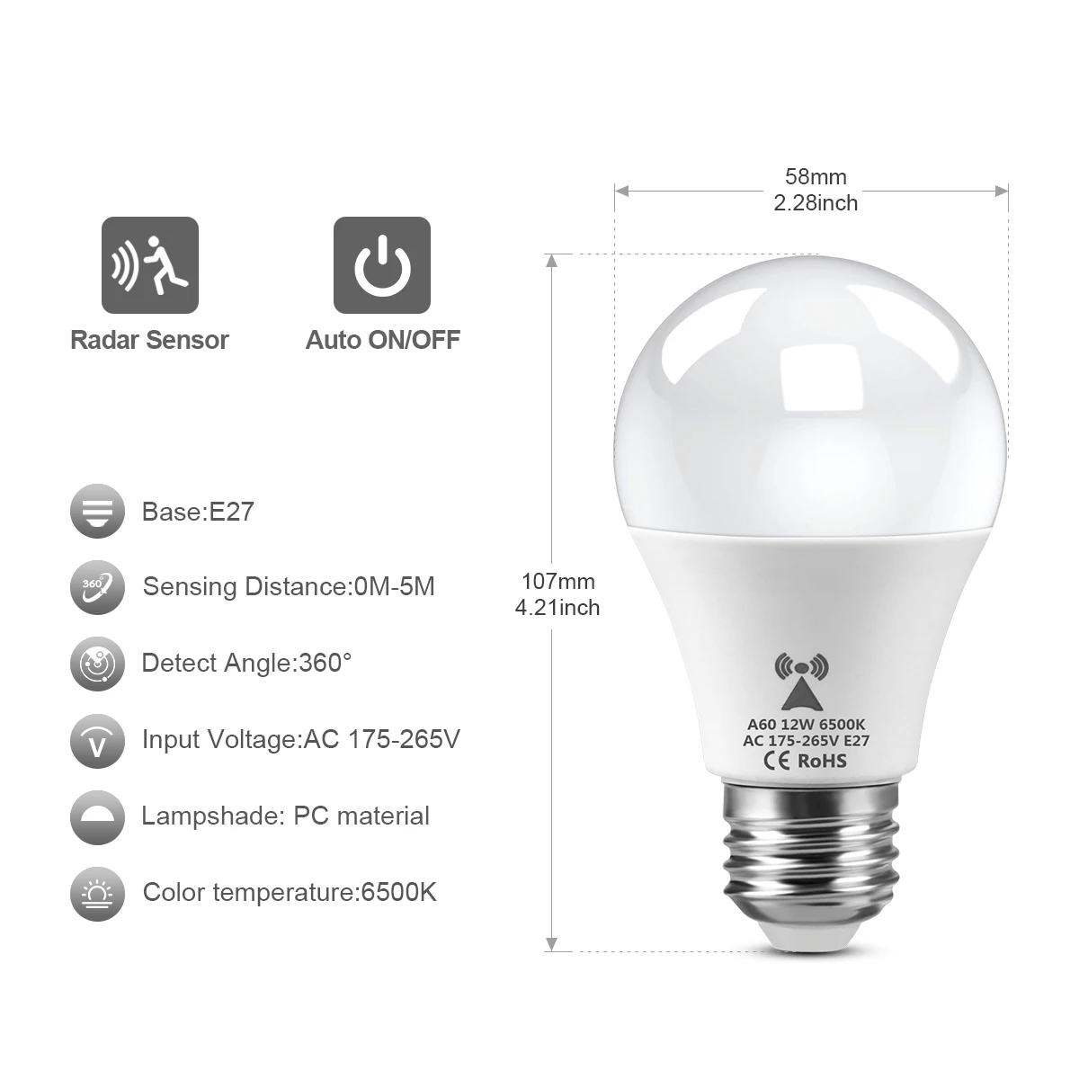 AC175V-265V E27 レーダーモーションセンサー  - Outdoor Lighting On Stairs のレビューと価格